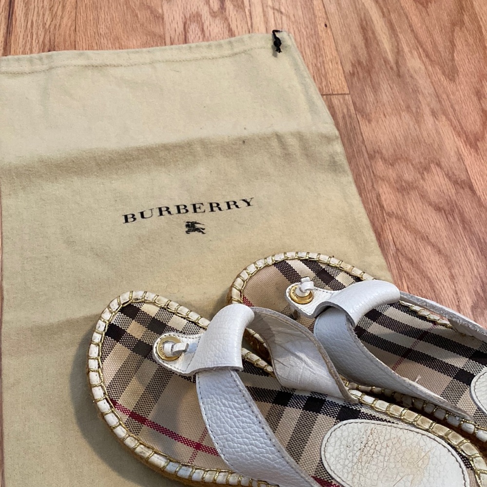 Burberry Calf Leather Thong Sandal Wedge with Box size 37